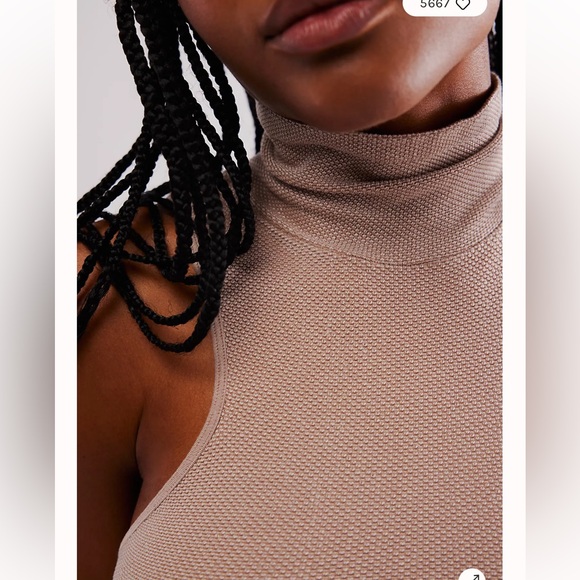 Free People Always Ready Seamless Turtleneck Tank in Mocha Meringue Retail $40 - Picture 3 of 3